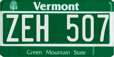 VT license plate ZEH507