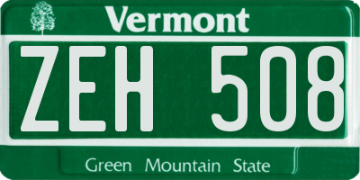 VT license plate ZEH508