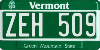 VT license plate ZEH509