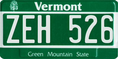 VT license plate ZEH526