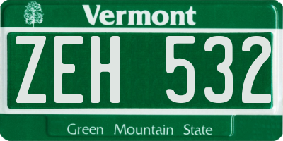 VT license plate ZEH532