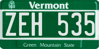 VT license plate ZEH535
