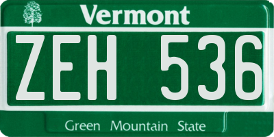 VT license plate ZEH536