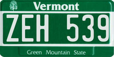VT license plate ZEH539
