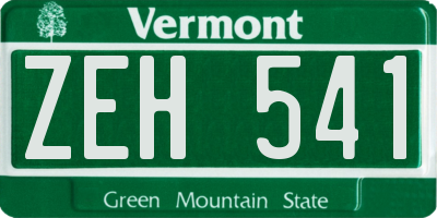 VT license plate ZEH541