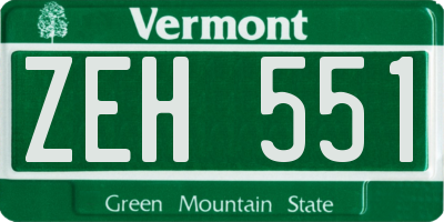 VT license plate ZEH551