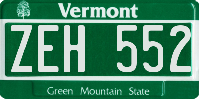 VT license plate ZEH552