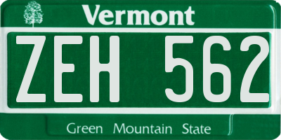 VT license plate ZEH562