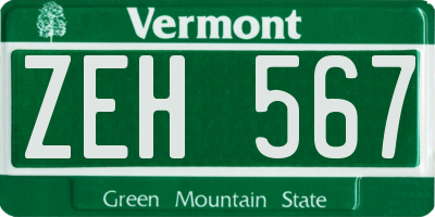 VT license plate ZEH567