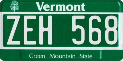 VT license plate ZEH568