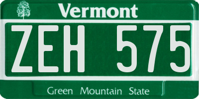 VT license plate ZEH575