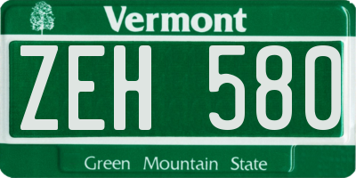 VT license plate ZEH580