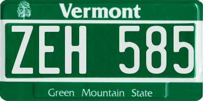 VT license plate ZEH585