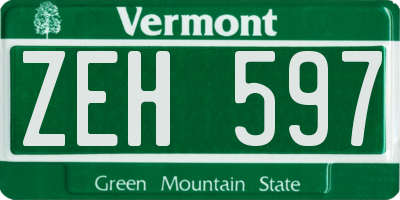 VT license plate ZEH597