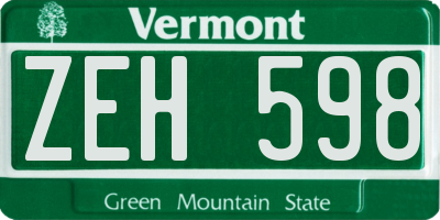 VT license plate ZEH598