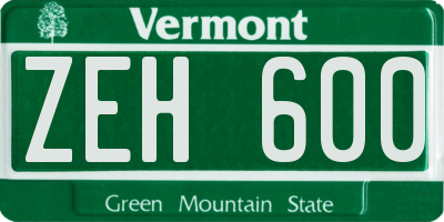 VT license plate ZEH600