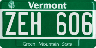 VT license plate ZEH606