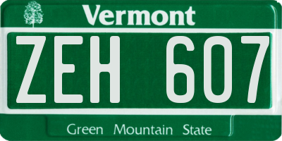 VT license plate ZEH607