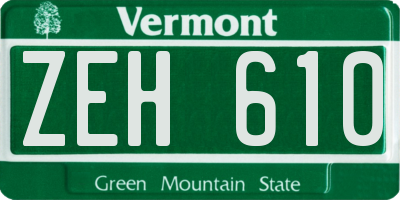 VT license plate ZEH610