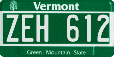 VT license plate ZEH612