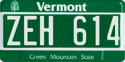 VT license plate ZEH614