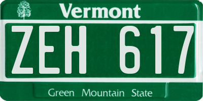 VT license plate ZEH617