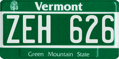 VT license plate ZEH626