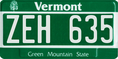 VT license plate ZEH635