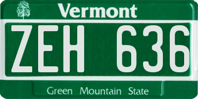 VT license plate ZEH636