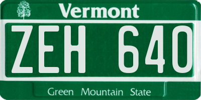 VT license plate ZEH640
