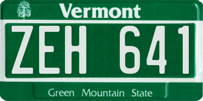 VT license plate ZEH641