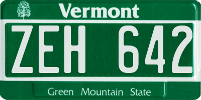 VT license plate ZEH642