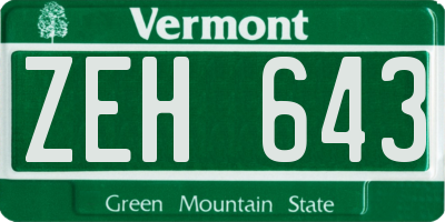 VT license plate ZEH643