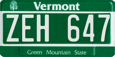 VT license plate ZEH647