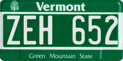 VT license plate ZEH652
