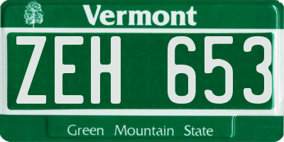 VT license plate ZEH653
