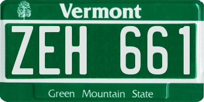 VT license plate ZEH661