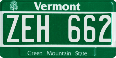 VT license plate ZEH662