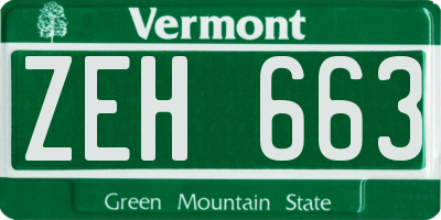 VT license plate ZEH663