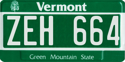 VT license plate ZEH664