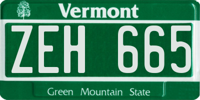 VT license plate ZEH665