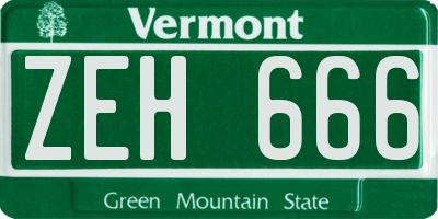 VT license plate ZEH666