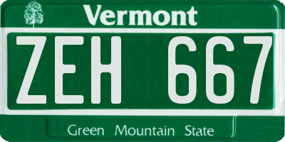 VT license plate ZEH667