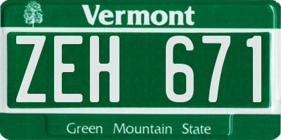 VT license plate ZEH671