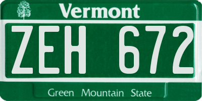 VT license plate ZEH672