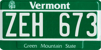 VT license plate ZEH673