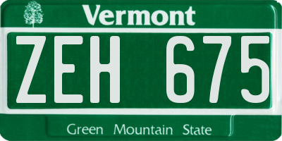 VT license plate ZEH675