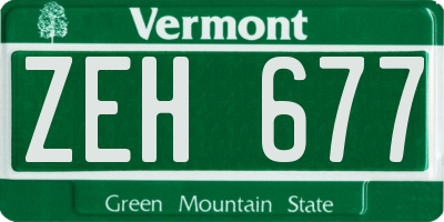 VT license plate ZEH677