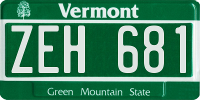 VT license plate ZEH681
