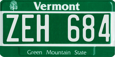 VT license plate ZEH684